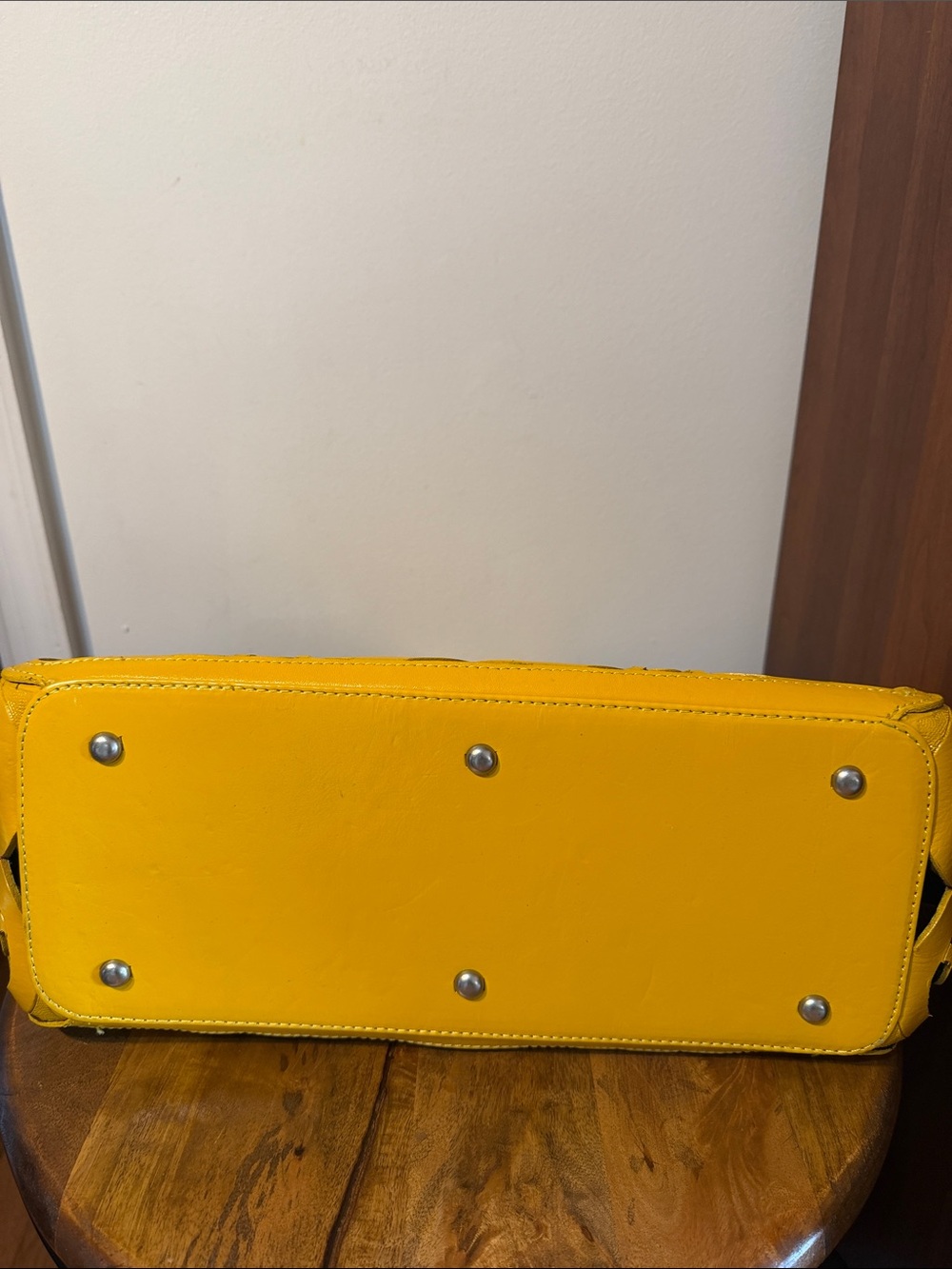 Maya Leather Filigree Tote in Mustard - Picture 3 of 6